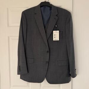 NWT Lauren Ralph Lauren Grey Classic Fit Suit Jacket 46R + Matching Vest XL Set